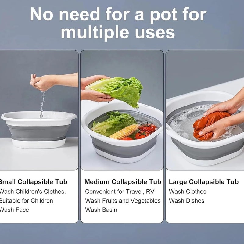 Dalan 3-piece folding washbasin set, foldable dishwasher basin, space-saving folding sink, suitable for apartments, camping, dishwashing, fruit and beverage container, hiking, and household use (Pink) - Image 5